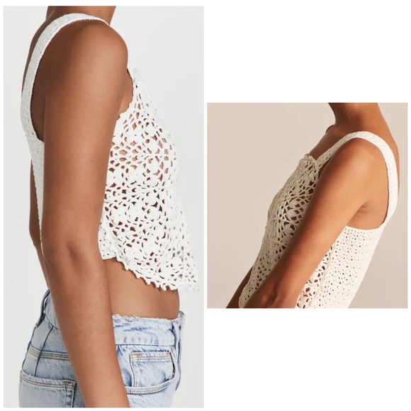 Rebecca Taylor “Crochet Doily” white moonstone  open knit tank top Size … - Picture 5 of 15